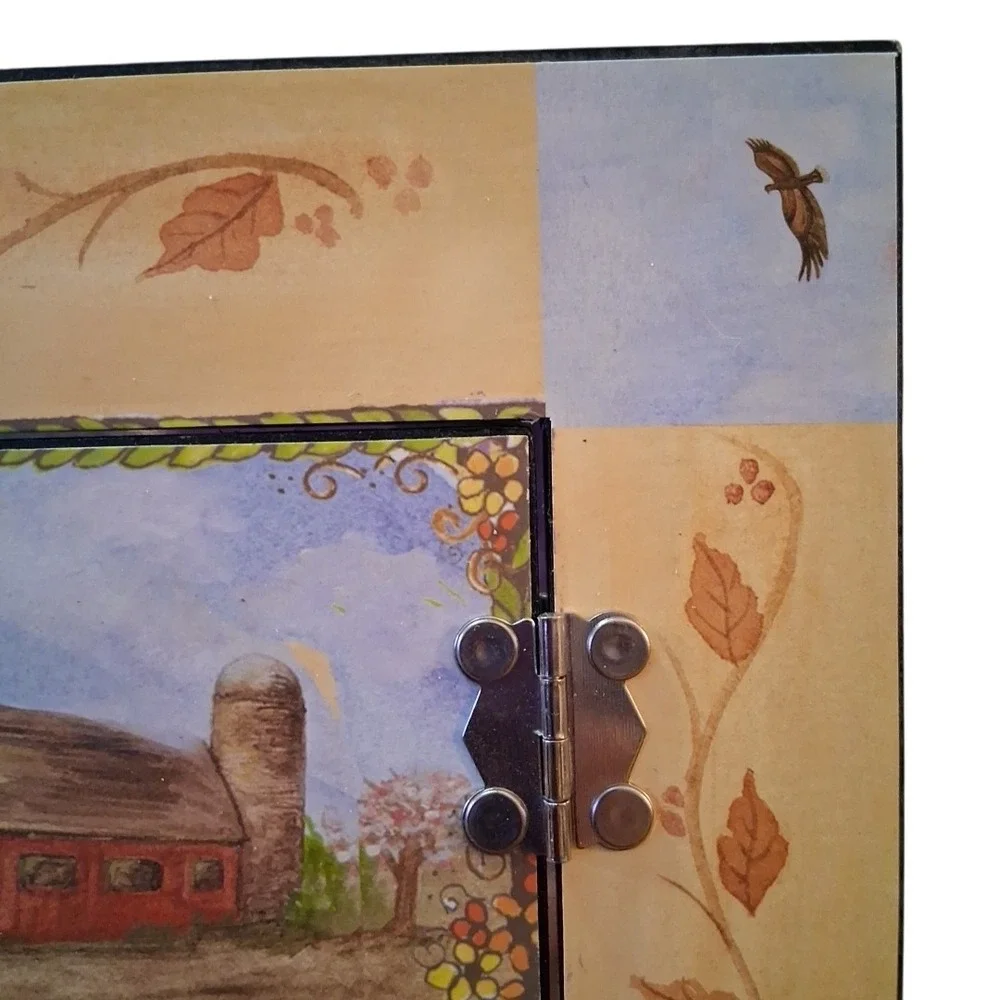 Farm Scene Horses Barn Meadow Hangable or Tabletop Mirror w/Doors 14